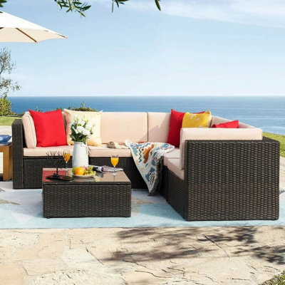 Chesterle 6 Piece Sectional Seating Group with Cushions by Brayden Studio