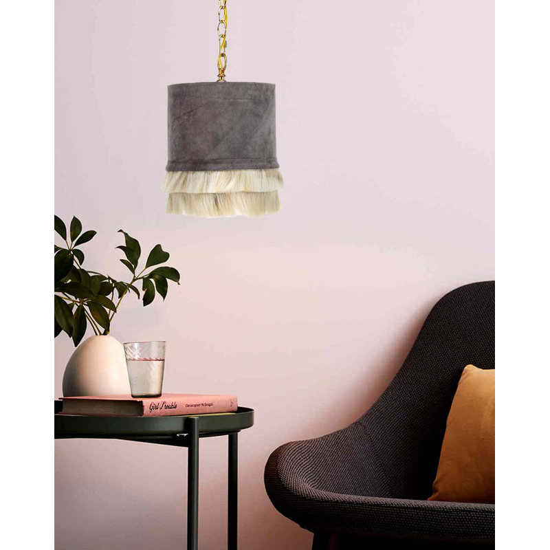 Lampe suspendue en cuir Joe, 10 x 10 x 12, Gris