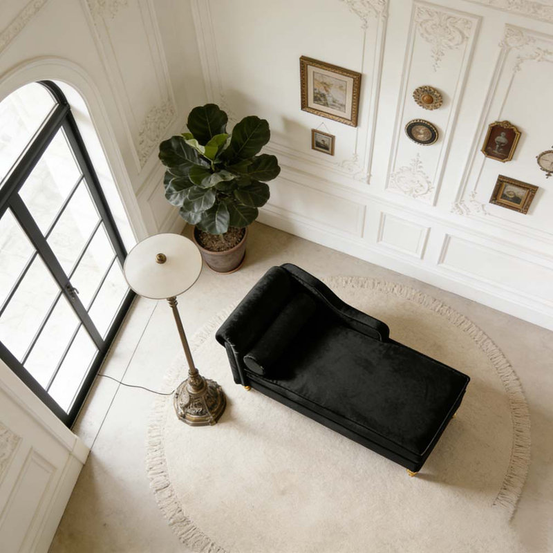 Chaise longue moderne avec revêtement en velours