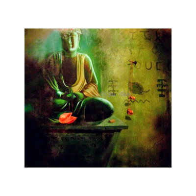 Le statut de paix du Bouddha | Acrylique sur toile | Par Dipu Das