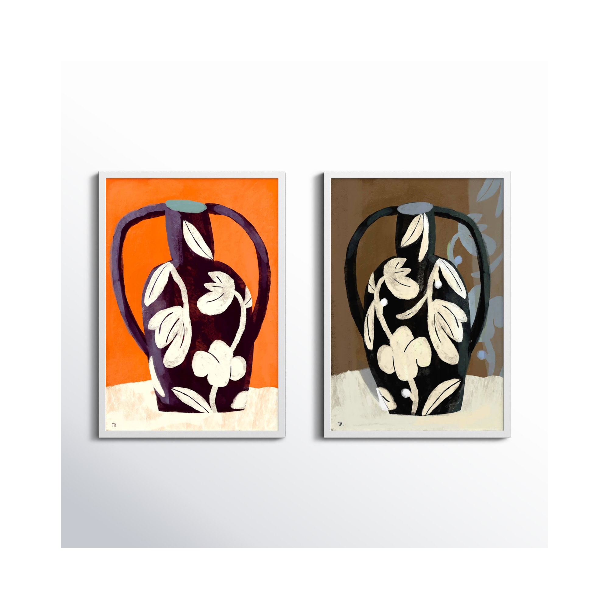 Black Vases by Marco Marella For Studio M, Black Framed Paper, 30" H x 21" W x 1.25" D