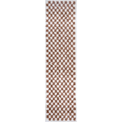 Moodi Modern Shaggy Area Rug Checkered Design