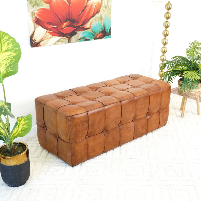 Banc en cuir brun clair Benjamin