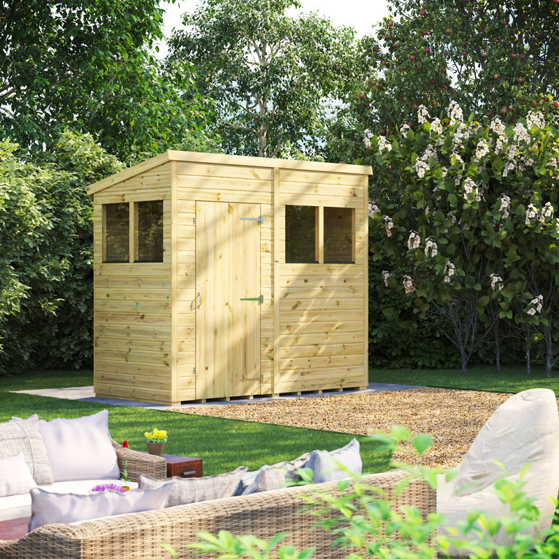 Powersheds 8 x 4ft Premium Pressure Treated Timber Pent Garden Shed
