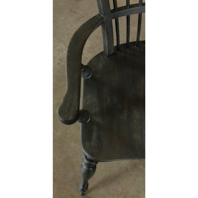 Morrisania 18'' H Solid Wood Armchair, Charred Oak