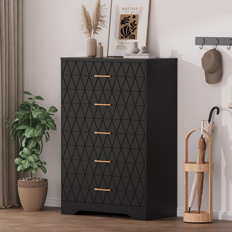 Commode 5 tiroirs Rustic Farmhouse, Noir