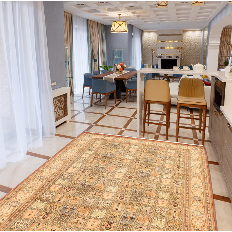 Tapis décoratif en laine noué à la main de conception persane new age paki de conception unique 18/20 ivoire 8 pi 1 po x 12 pi