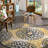 Floral Yellow/Dark Gray/Ivory Area Rug-2033622158
