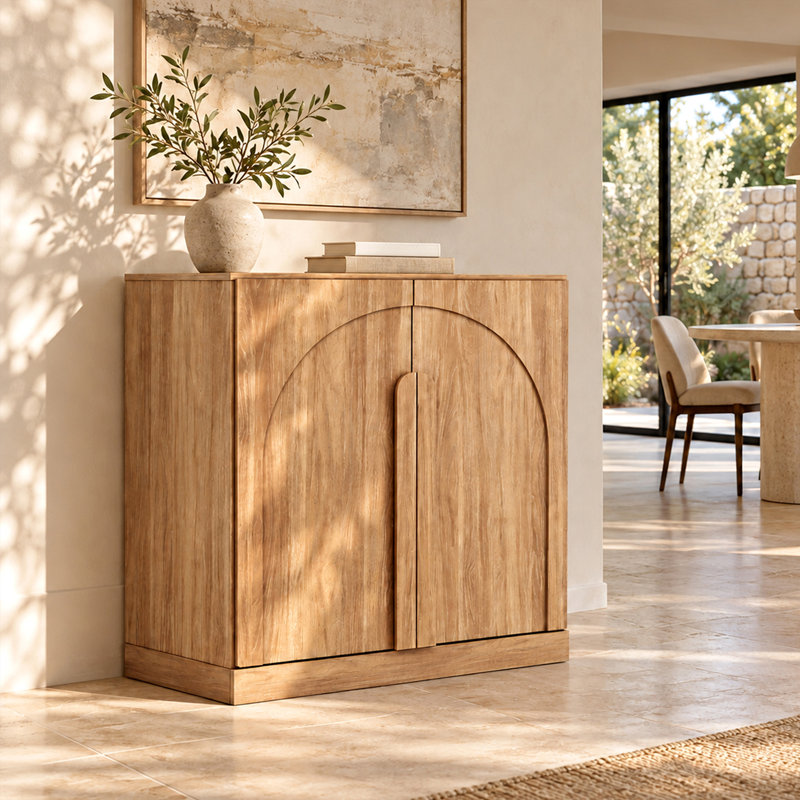 Sideboard Cabinet w/Wood Doors & Shelf, Camel, Bijou Camel B