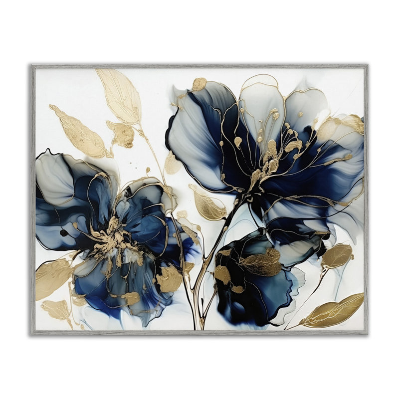 Fleurs bleues modernes sur bois, impression, Estampe numérique Farmhouse, H 11 po x l 14 po x P 1,5 po