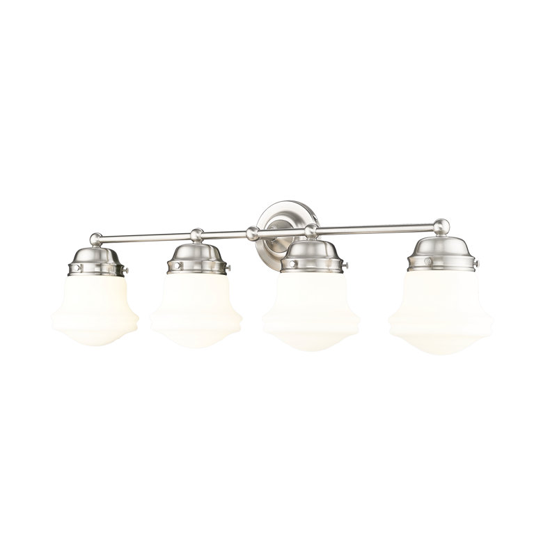 Meuble-lavabo 4 lumières Brener en nickel brossé, Nickel brossé