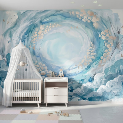 Abstrait aquarelle tourbillon aquarelle tourbillon de ciel bleu vortex mural