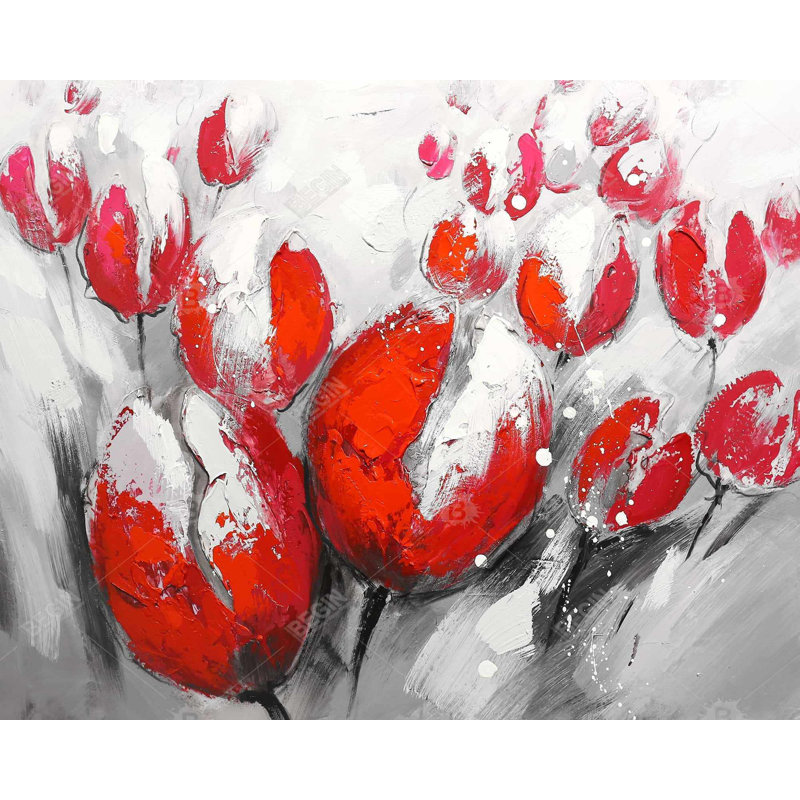 Red Tulips Print On Canvas