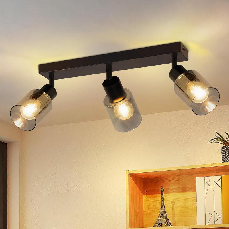 Light vintage: E14 ceiling light black spots ceiling lamp living room industrial kitchen lamp ceiling spots made of glass and metal 350° swiveling for kitchen - without bulb