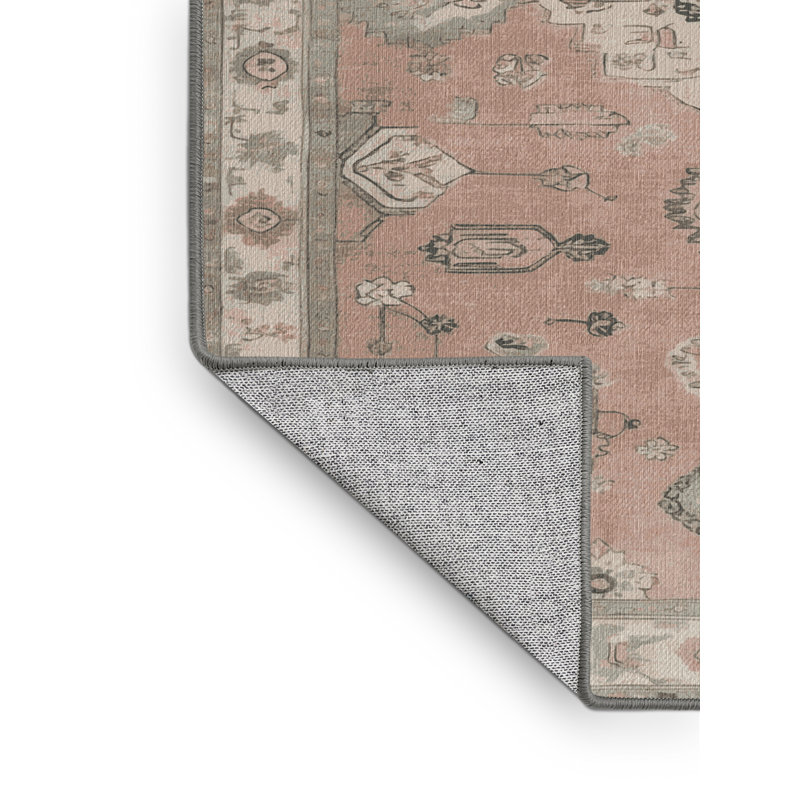 Tapis gris Afyon lavable à la machine, Rond 7 pi
