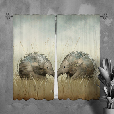 Armadillo Window Curtains Animals Green Drapes
