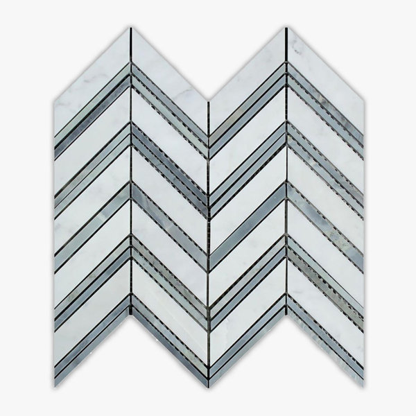 Carrara Honed Chevron 14" x 12" Marble Wall & Floor Tile