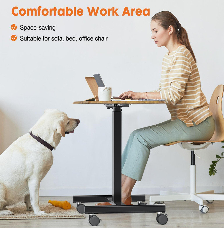 Sweetcrispy Small Mobile Rolling Standing Desk Rolling Desk Laptop Computer Cart for Home
