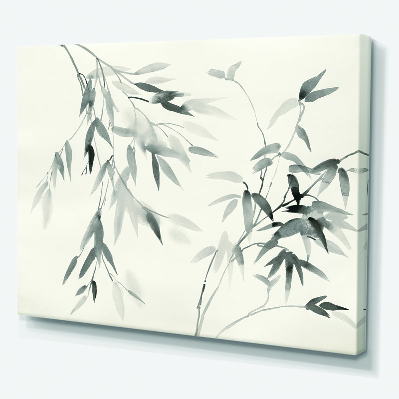 «Bamboo Leaves II», reproduction d'art sur toile tendue, H 16 po x l 32 po x p 1 po
