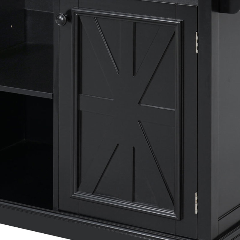 Îlot de cuisine 54,9 po avec abattant, Noir