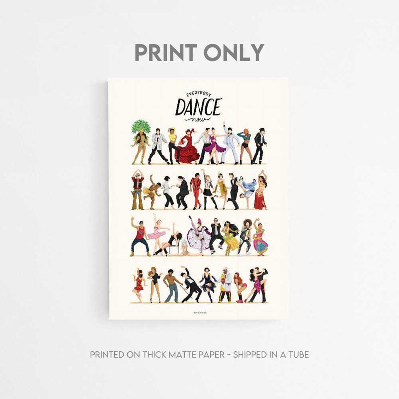 «Everybody Dance Now», reproduction d'art Pop culture colorée, H 56 po x l 42 po, Impression encadrée avec passe-partout