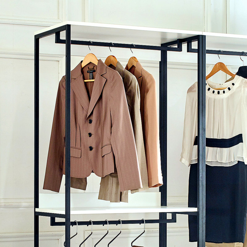 Versatile Freestanding Wood Closet System With Sturdy Metal Frame