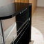 Table de bar moderne 42 po Kalyani, 3 tablettes, verre trempé, noir, chrome-336004202
