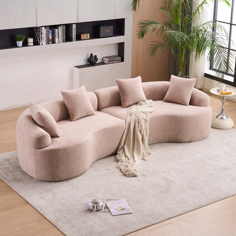 Boneless Luxurious Sofa for Living Room with Plush Cushions and Stylish Design, Pink