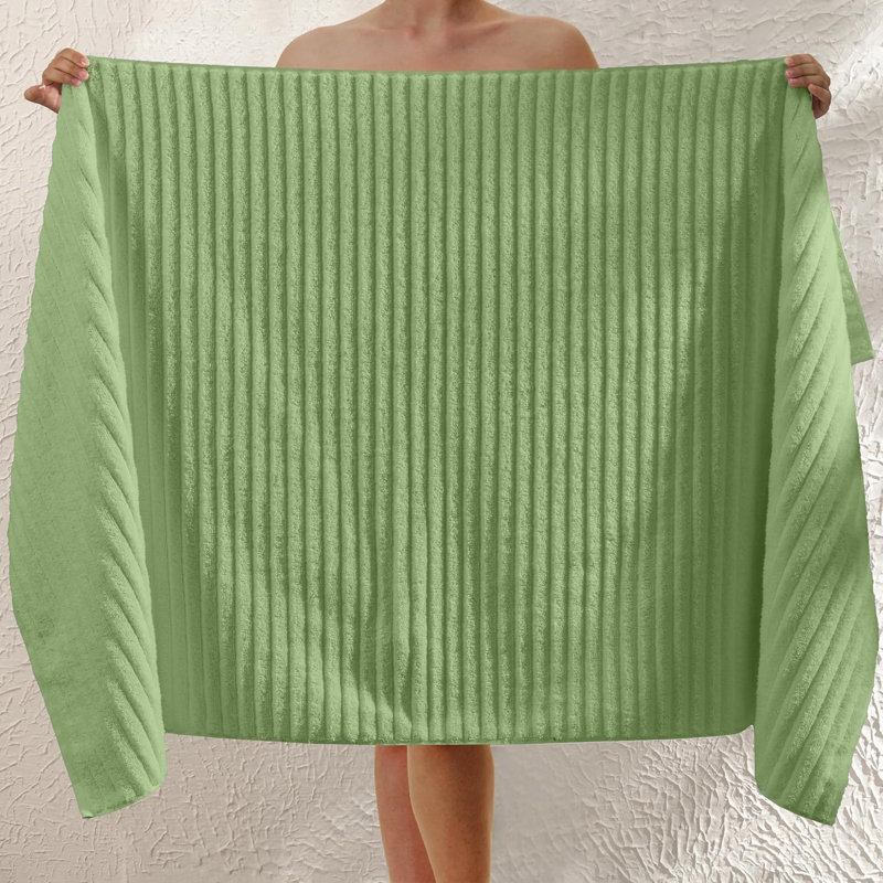 Elegant Comfort 100% Turkish Cotton Braided Viscose Stripe Jumbo Bath Towel - Hotel Spa Quality Extra Large 35 X 70 Inch Bath Towel Soft
