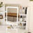LED Mirror Vanity Dressing Table with Lights for Women & Girls - 3-Color Adjustable Light Strips
