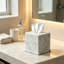 Couvercle de boîte à mouchoirs en marbre naturel pour mouchoirs en cube, élégant porte-mouchoirs en pierre blanche de Carrare pour la décoration de la salle de bain, de la chambre et du comptoir de la cuisine