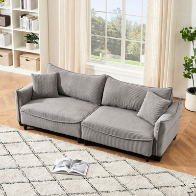 Velours côtelé gris avec coussins moelleux - Offrez-vous confort 3 lits polyvalents pour différents besoins de la vie