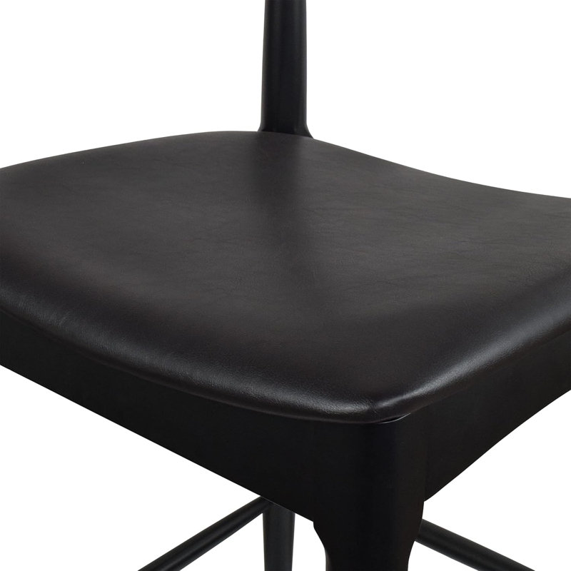 Borisav Counter Height Stool – Farmhouse Open Back with Padded Cushion, Wood Kitchen Chair (Set of 2), Black, 2 Pcs
