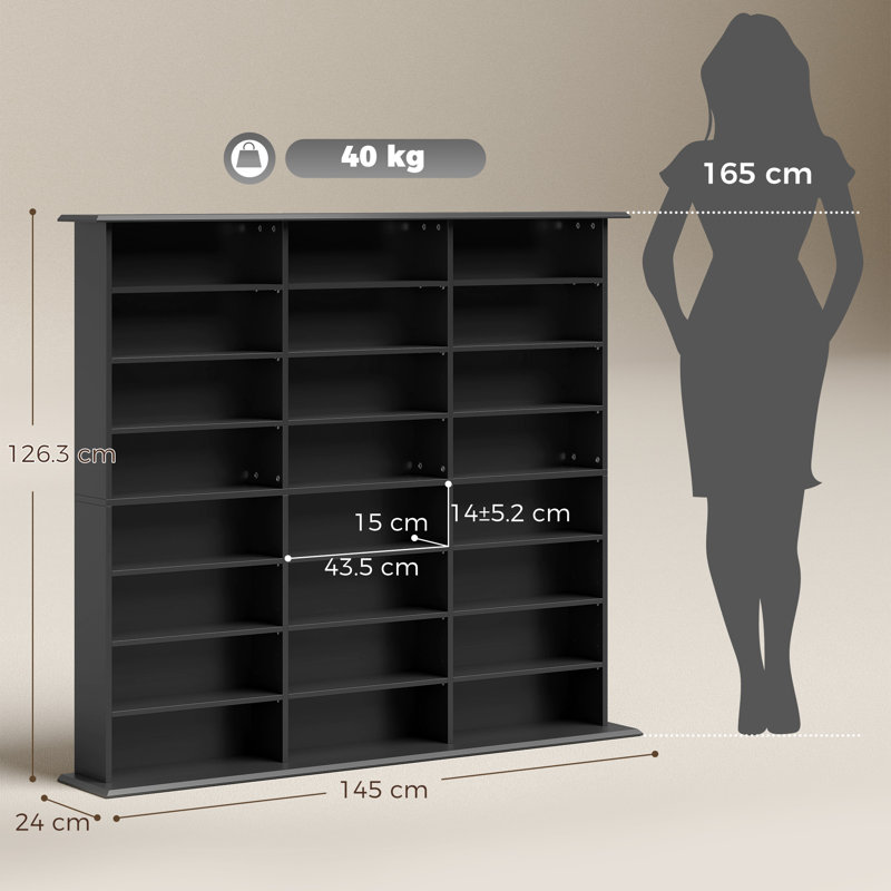 126.3 cm H Media Shelves, Black