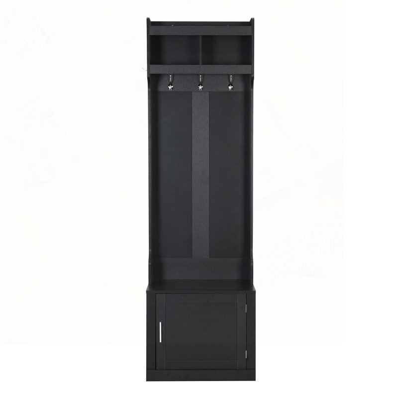Arbre d'entrée Pami avec banc et rangement pour chaussures, Noir