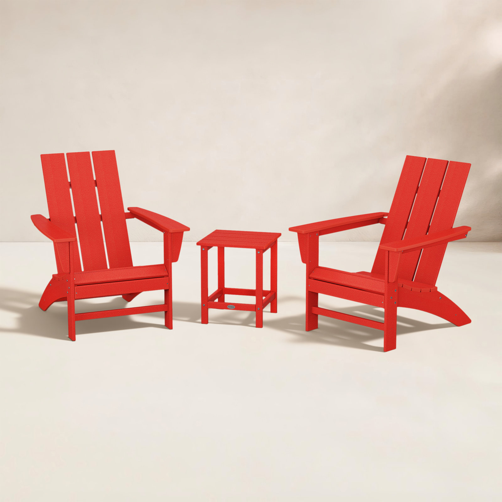 POLYWOOD® Modern Adirondack 2-Person Patio Seating Group, Sunset Red