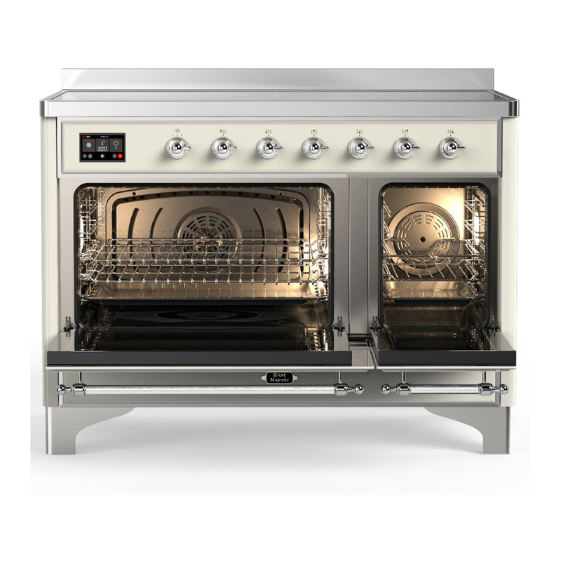 Majestic III Series 48 Inch Induction Range with 6 Induction Elements in Antique White (Chrome Trim), Antique White, Chrome