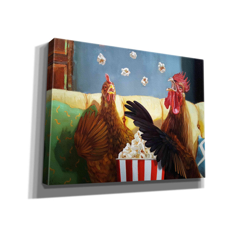 «Popcorn Chickens» par Lucia Heffernan, reproduction sur toile tendue, H 12 po x l 16 po