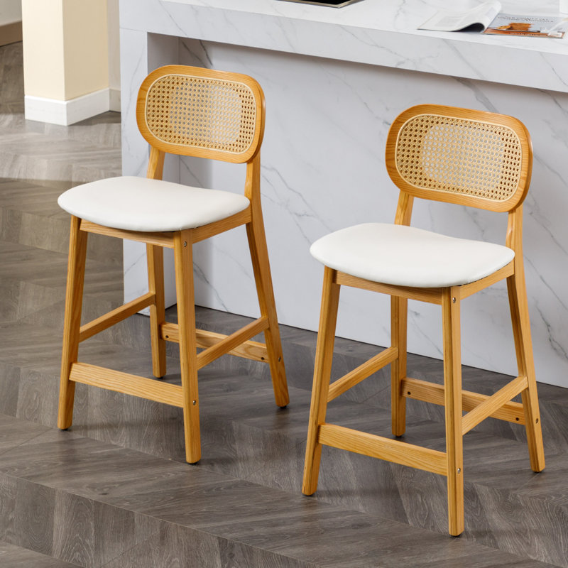 Aliysha Upholstered Counter Stool, White PU Leather