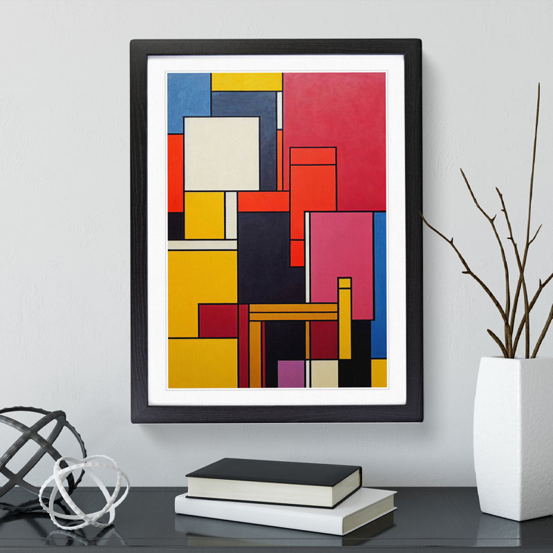 Bauhaus Abstract Art No.2 - Single Picture Frame Print, Black Framed, 64cm H x 46cm W x 2cm D