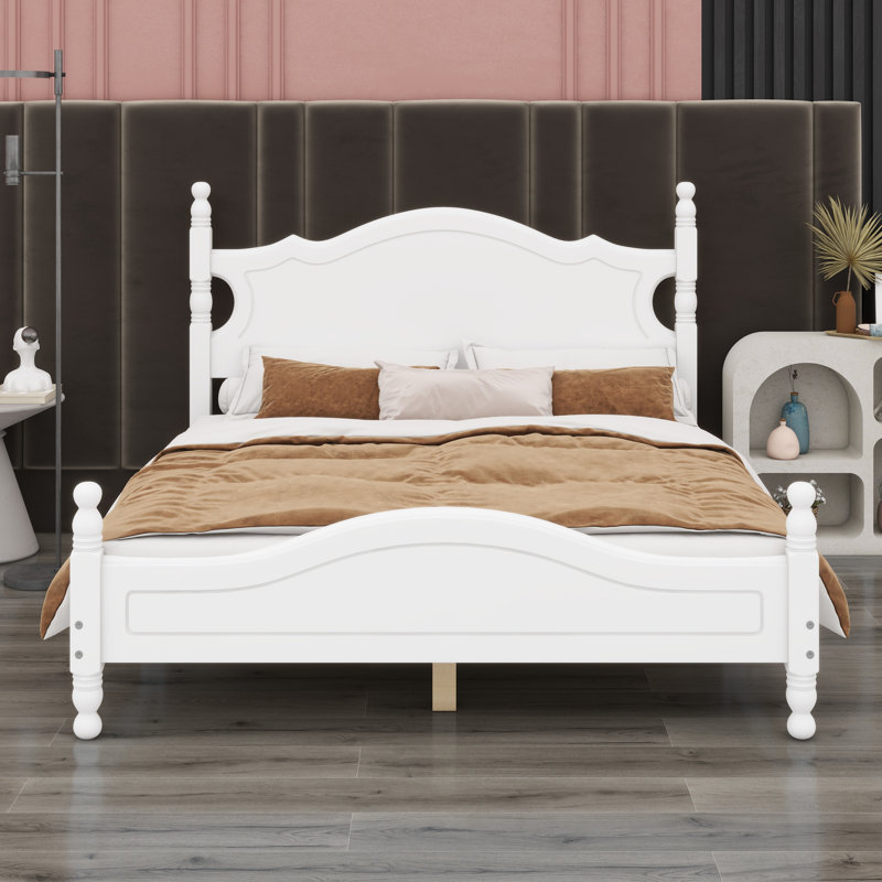 Base de lit plateforme en bois, Blanc