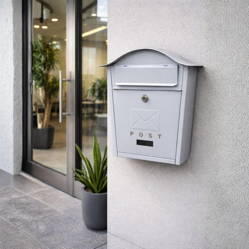 Iron Wall Mounted Post Box, Grey