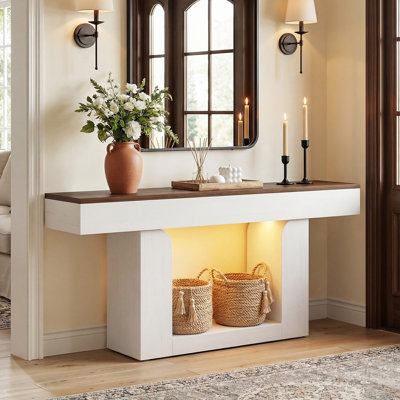 Console de 63 po de largeur, table d'entrée avec lumières DEL et station de charge