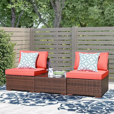 Aksh Wicker 2 - Person Patio Conversation Sets with Cushions