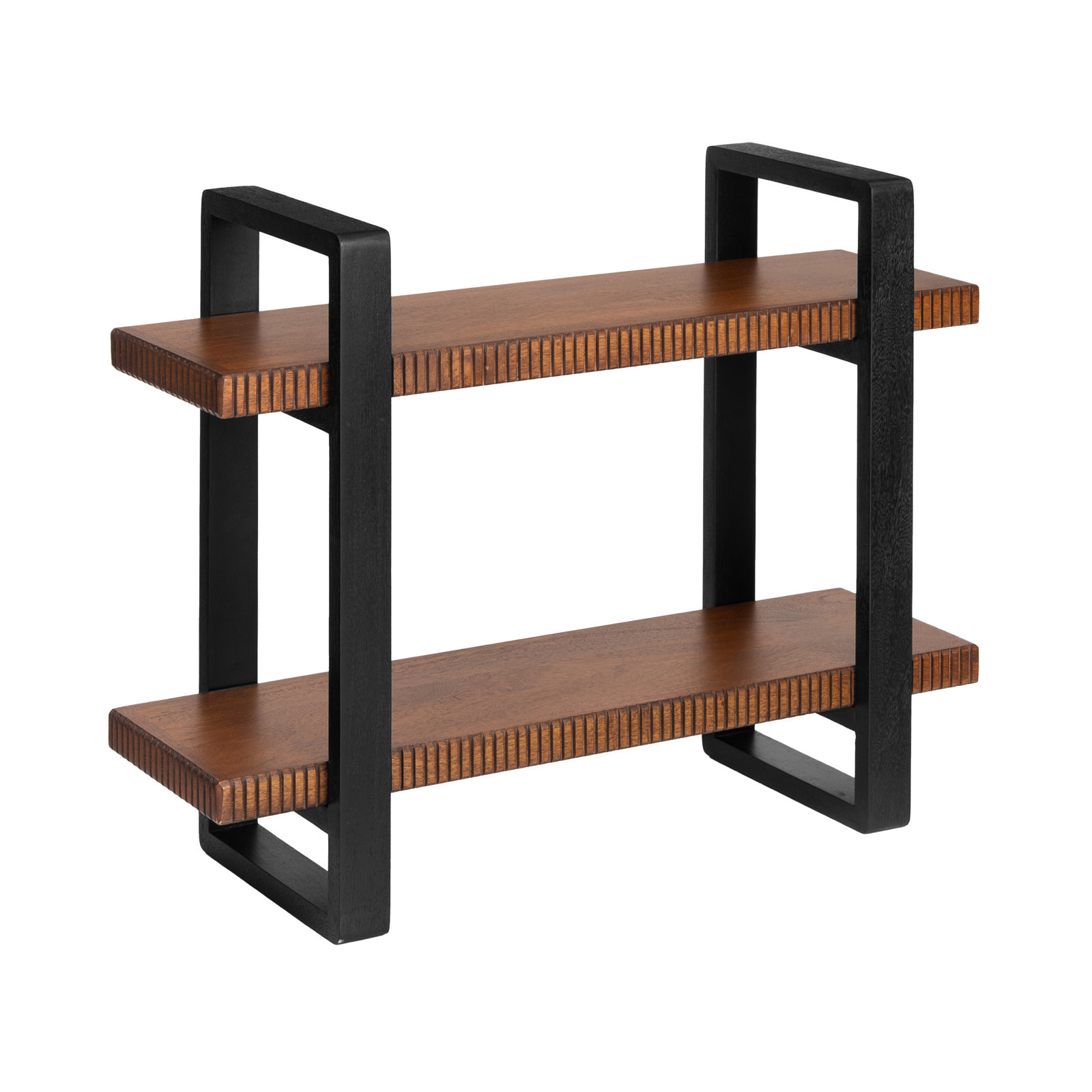 Celentano Solid Wood 2 Tier Wall Mounted Shelves, Walnut