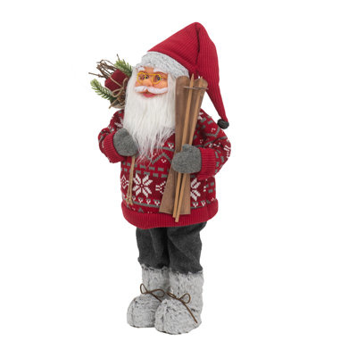 Figurine de Père Noël debout, 27 x 19 x 60 cm, statue décorative de Noël pour l'intérieur (salon, entrée).
