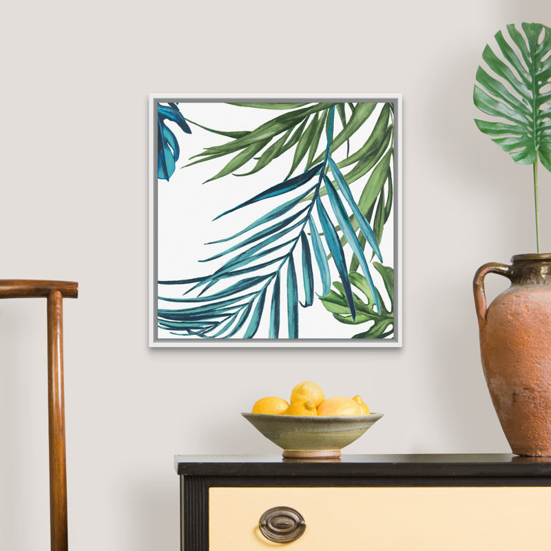 Reproduction d’art sur toile, "Palm Leaves III" par Eva watts, Cadre blanc, H 22 po x l 22 po x P 1,75 po