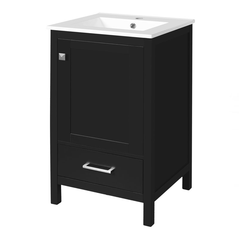 Meuble-lavabo moderne avec lavabo en céramique, Noir