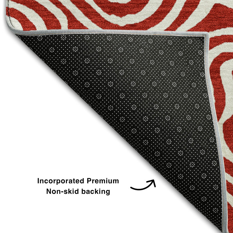 Premium Machine Washable Birchview AMF1030 Swirls Rug, Rectangle 2'6" x 3'10"