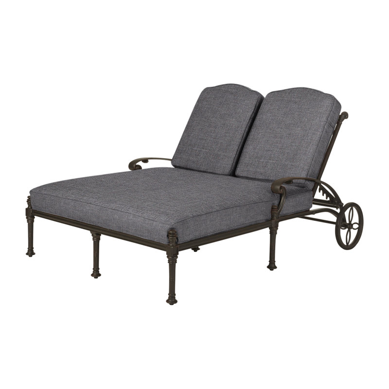 Florence Double Chaise Lounge Frame with Cushions, Cast Slate Sunbrella® Plainweave, Desert Bronze